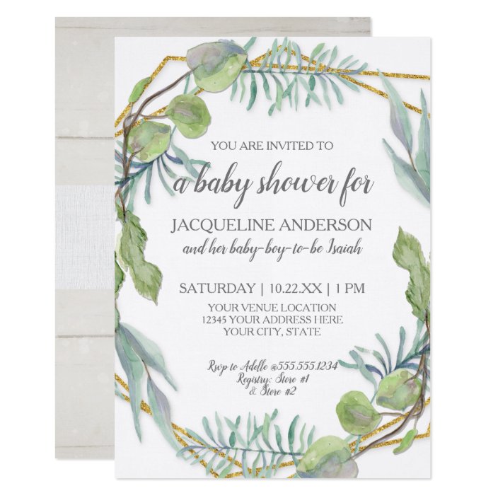 woodsy baby shower invitations