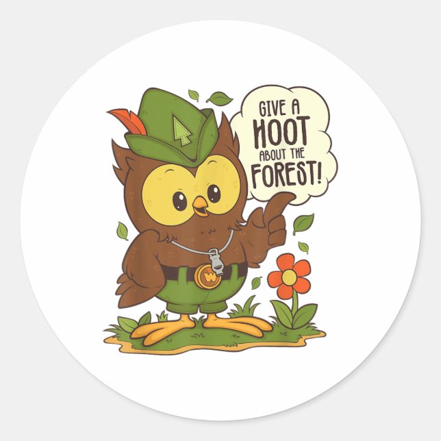 Woodsy Owl Give A Hoot About The Forest Arbor Day  Classic Round Sticker (Front)