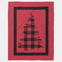 Woodsy Red and Black Plaid Fleece Blanket