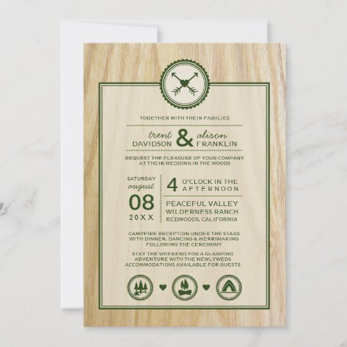 Woodsy Wedding &amp; Glamping Invitation