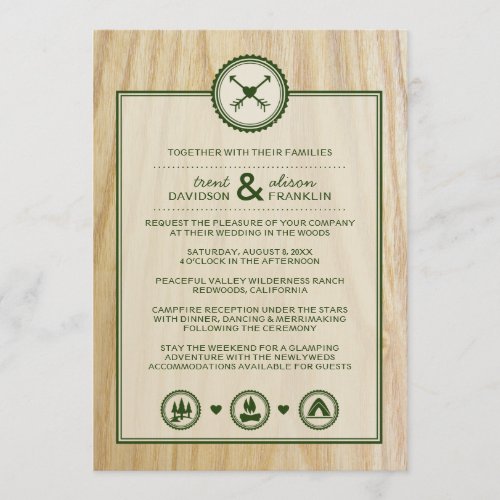 Woodsy Wedding  Glamping Invitation