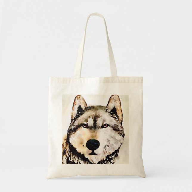 Woodsy Wolf Head Tote Bag (Front)