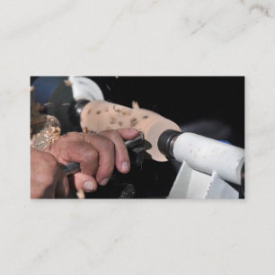 Woodturner at a lathe business card