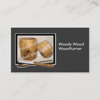 Woodturner Tools Custom Photo Black White Template Business Card by alinaspencil at Zazzle