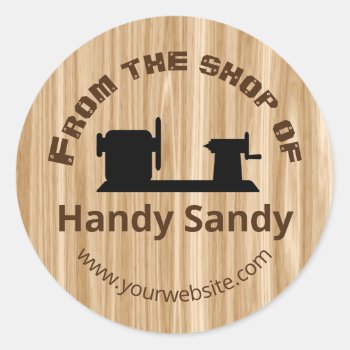 Woodturning Business From The Shop Of Personalized Classic Round Sticker by alinaspencil at Zazzle