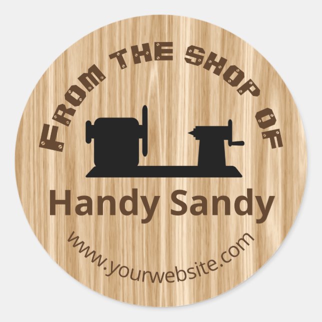 Woodturning Business From the Shop Of Personalized Classic Round Sticker (Front)