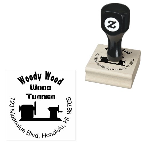 Woodturning Rubber Stamp Custom Woodturner Address Zazzle