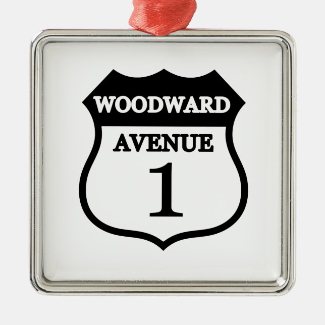 Woodward Avenue Route 1 Sign Woodward Gifts Metal Ornament (Front)