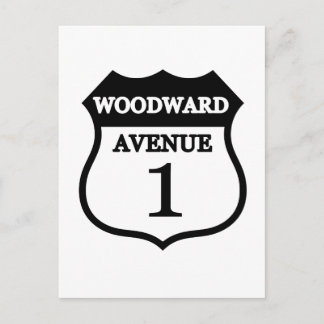 Woodward Avenue Route 1 Sign Woodward Gifts Postcard
