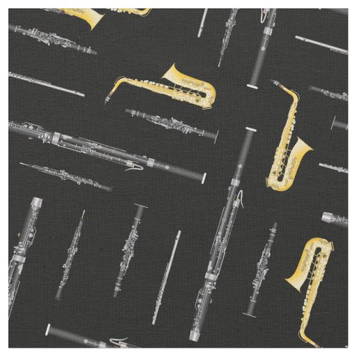 Woodwind Band Instruments Music Musician Decor Fabric