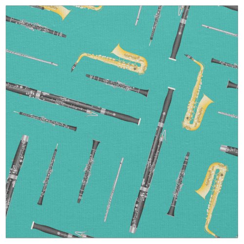 Woodwind Band Instruments Music Musician Turquoise Fabric