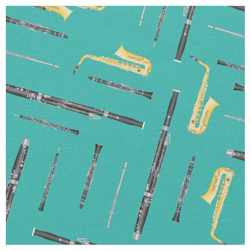 Woodwind Band Instruments Music Musician Turquoise Fabric