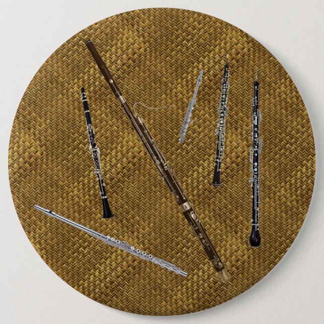 Woodwind Family on Basket Weave Look Button (Front)