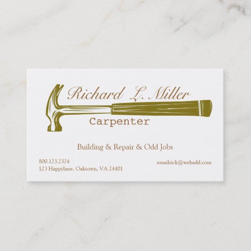 Customizable Carpenter Construction Business Card Templates