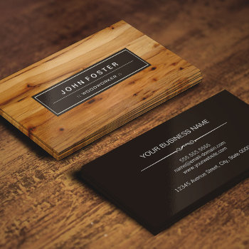 Woodworker - Border Wood Grain Business Card by CardHunter at Zazzle