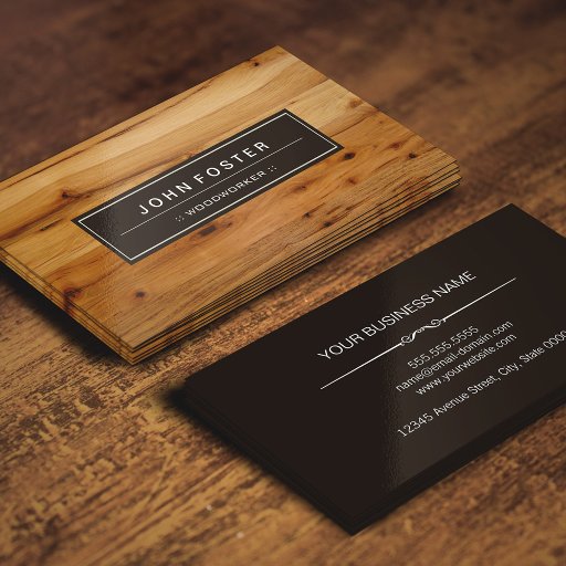 Customizable Woodworker - Border Wood Grain Business Card