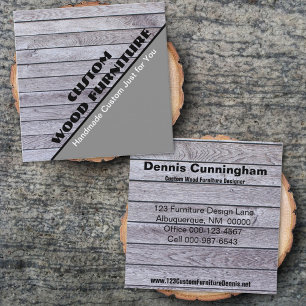 Woodworker Furniture Maker Vintage Gray Wood Slats Square Business Card