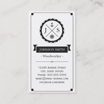Woodworker - Retro Nautical Monogram Business Card by CardHunter at Zazzle