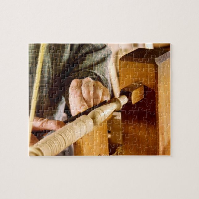 Woodworker - Shaping a spindle Jigsaw Puzzle (Horizontal)