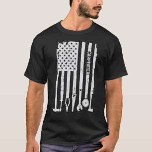 Woodworking Carpenter American Flag 4th Of July T-Shirt