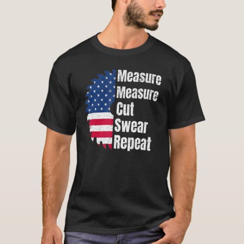 Woodworking  Carpenter American Flag Sawblade T_Shirt
