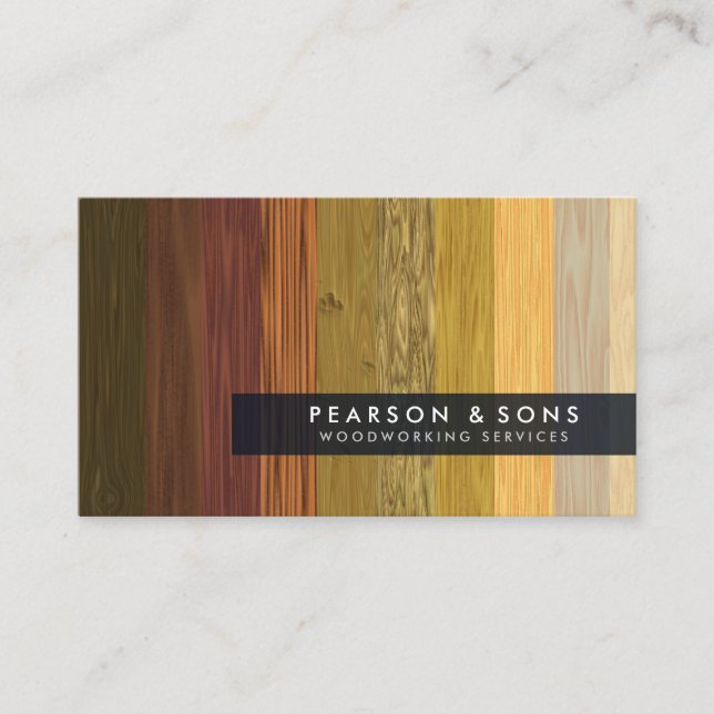Woodworking Multiple Wood Texture Business Card (Front)