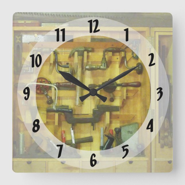 Woodworking Tools Square Wall Clock (Front)