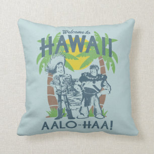 Woody and Buzz - Welcome To Hawaii Throw Pillow