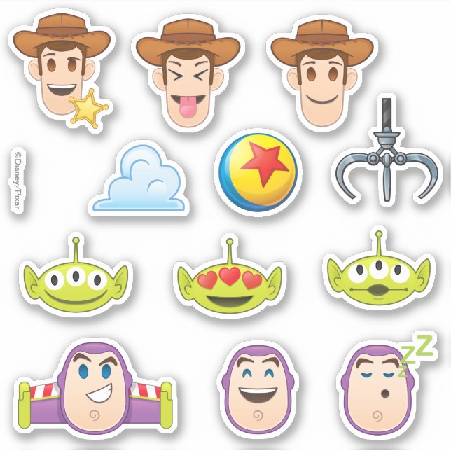 Woody, Buzz, and Aliens Emoji Sticker (Front)