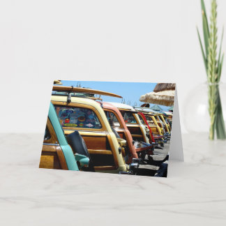 Woody cars on the wharf at Santa Cruz Card