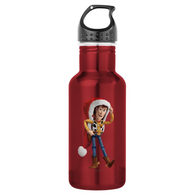 Woody in Santa Hat Water Bottle (Front)