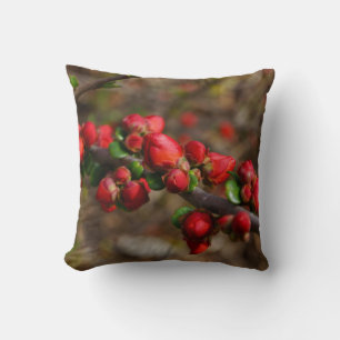 Woody Red Blooms Throw Pillow