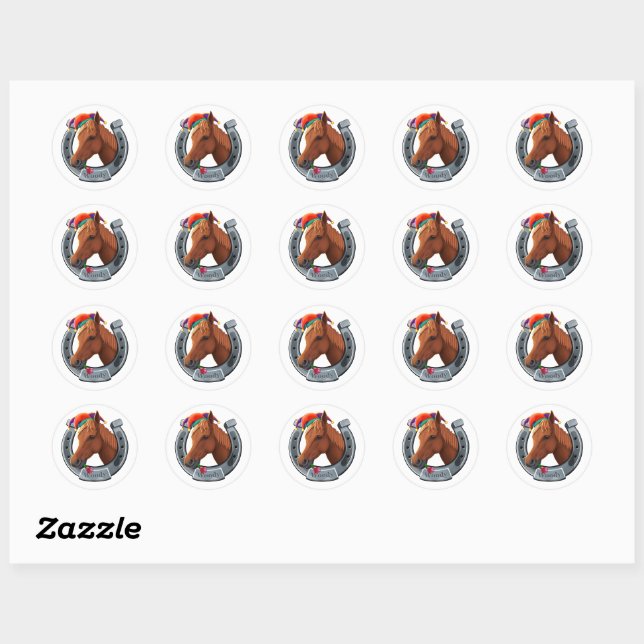 Woody the pony classic round sticker (Sheet)