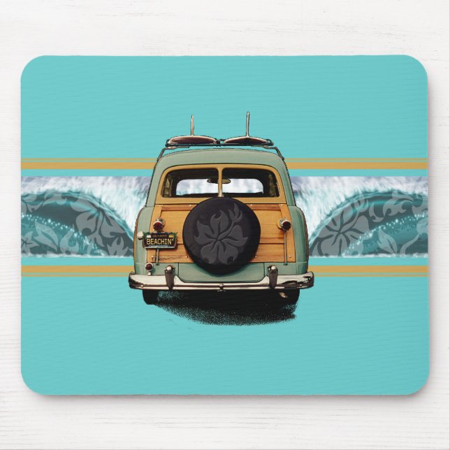 Woody Wave Aqua Mousepad (Front)