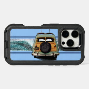 Woody Wave Hawaiian Surf Illustration Blue iPhone 16 Pro Case