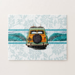 Woody Wave Hawaiian Surf Illustration Jigsaw Puzzle