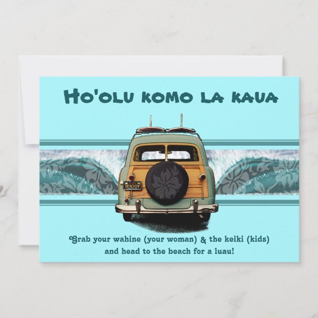 Woody Wave Luau Invitations (Front)