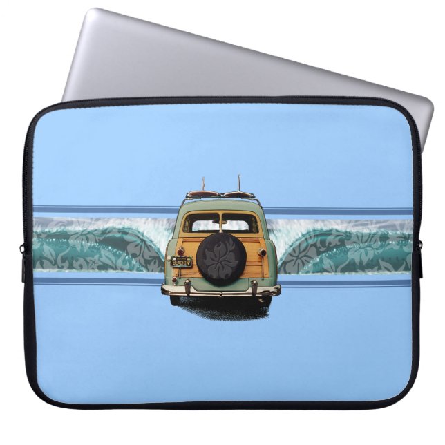Woody Wave Surfer Neoprene Wetsuit Laptop Sleeve (Front)