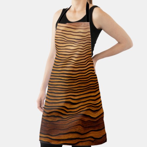 Woody Waves of Wonder _ Elegant Wood Grain Modern  Apron