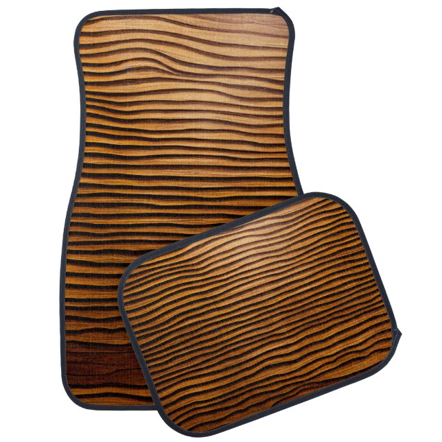 Woody Waves of Wonder - Elegant Wood Grain Modern  Car Floor Mat (Set)