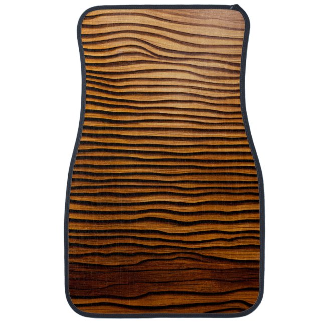 Woody Waves of Wonder - Elegant Wood Grain Modern  Car Floor Mat (Front)