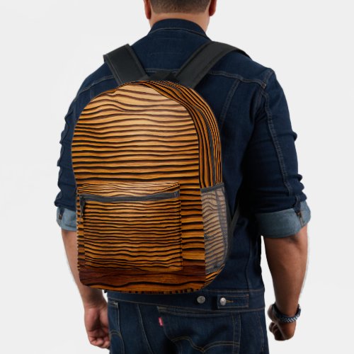 Woody Waves of Wonder _ Elegant Wood Grain Modern  Printed Backpack
