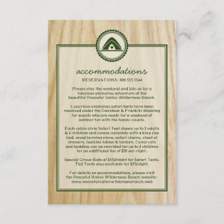 Woody Wedding & Glamping Information Card