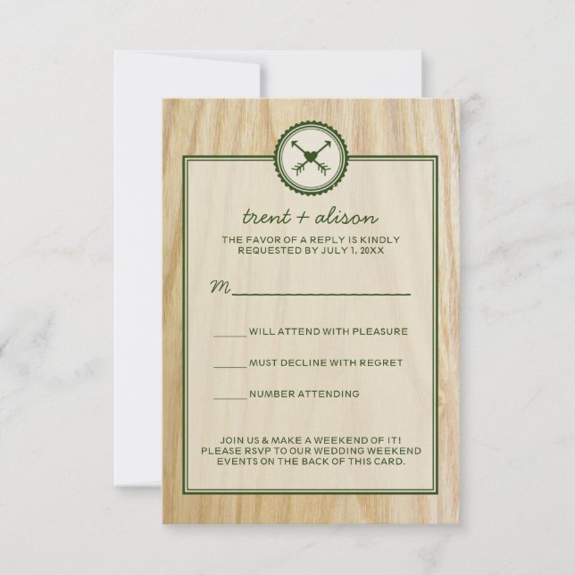 Woody Wedding & Glamping RSVP Cards (Front)