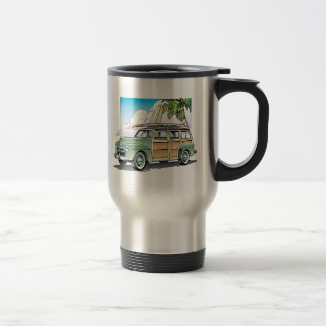 Woody with Surf Board Travel Mug (Right)