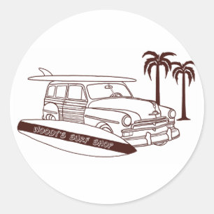 Woody's Surf Shop Classic Round Sticker
