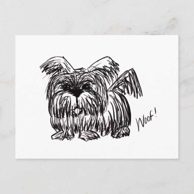 Woof A Dust Mop Dog Postcard (Front)