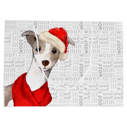 Woof Art Funny Italian Greyhound Dog Christmas Large Gift Bag