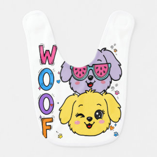 Woof Baby Bib - Cute Puppy Dogs Feeding Bib