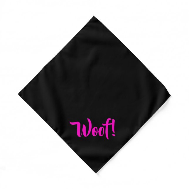 Woof! Black & Pink Small Pet Bandana (Front)